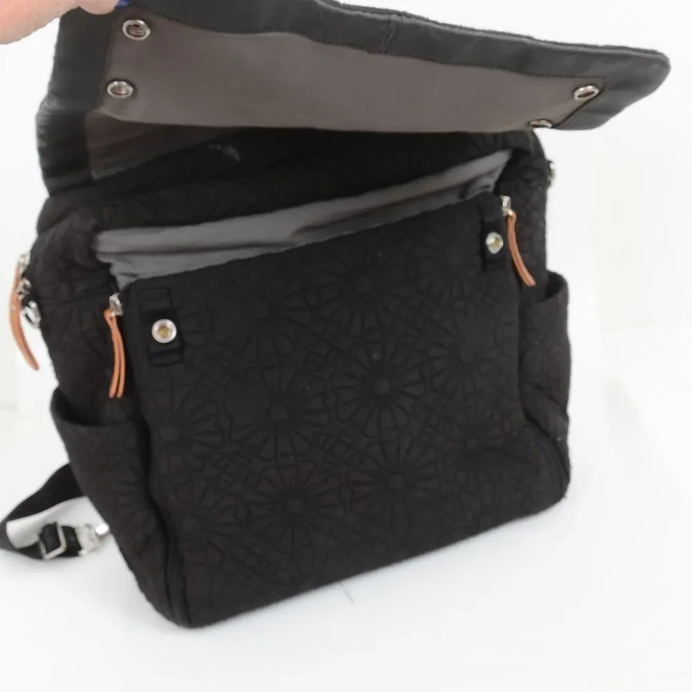 Petunia Pickle Bottom Black Embroidered Diaper Bag